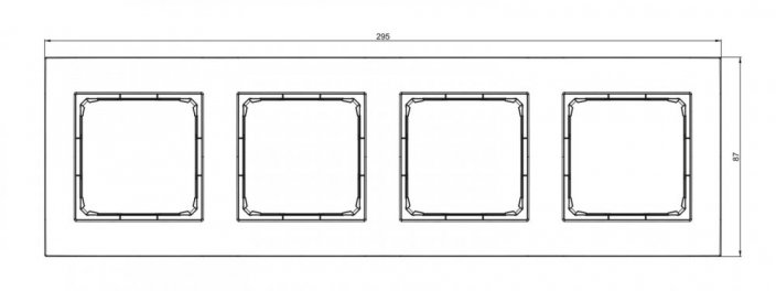Zásuvka čtyřnásobná 4x 250V/16A pod omítku, průhledná víčka, rámeček a kryty zásuvek v černé matné barvě