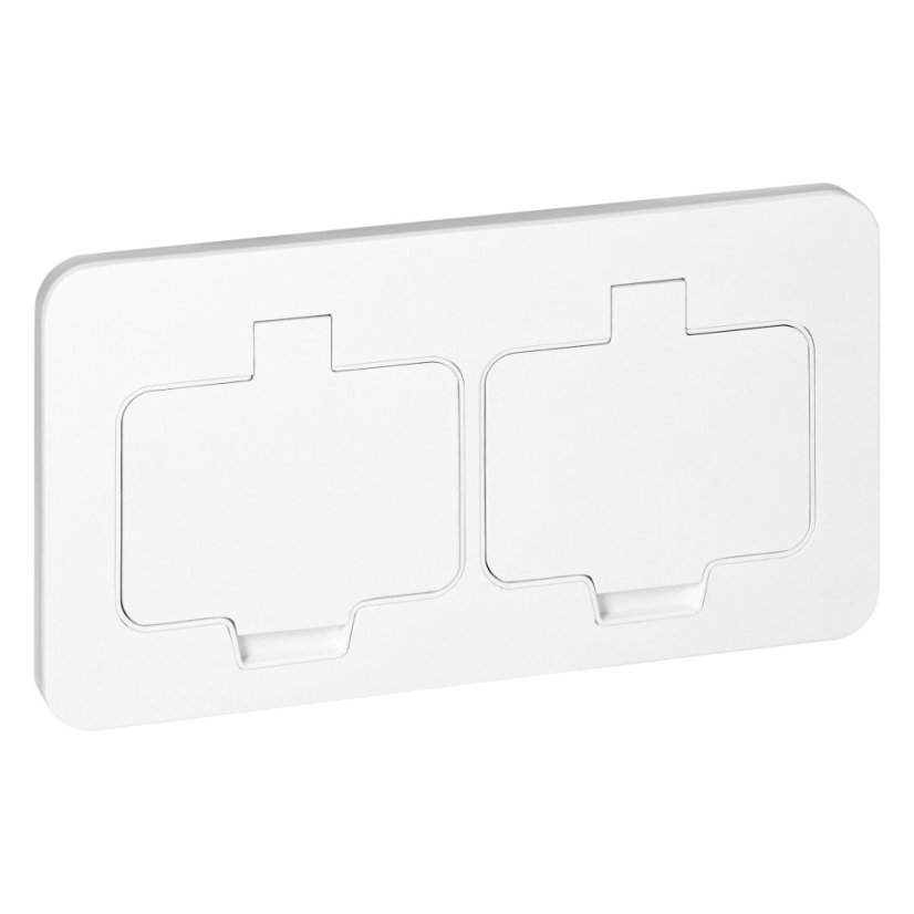 Hermetická zásuvka obdélníková, 2x 230V, IP55, pod omítku, barva bílá