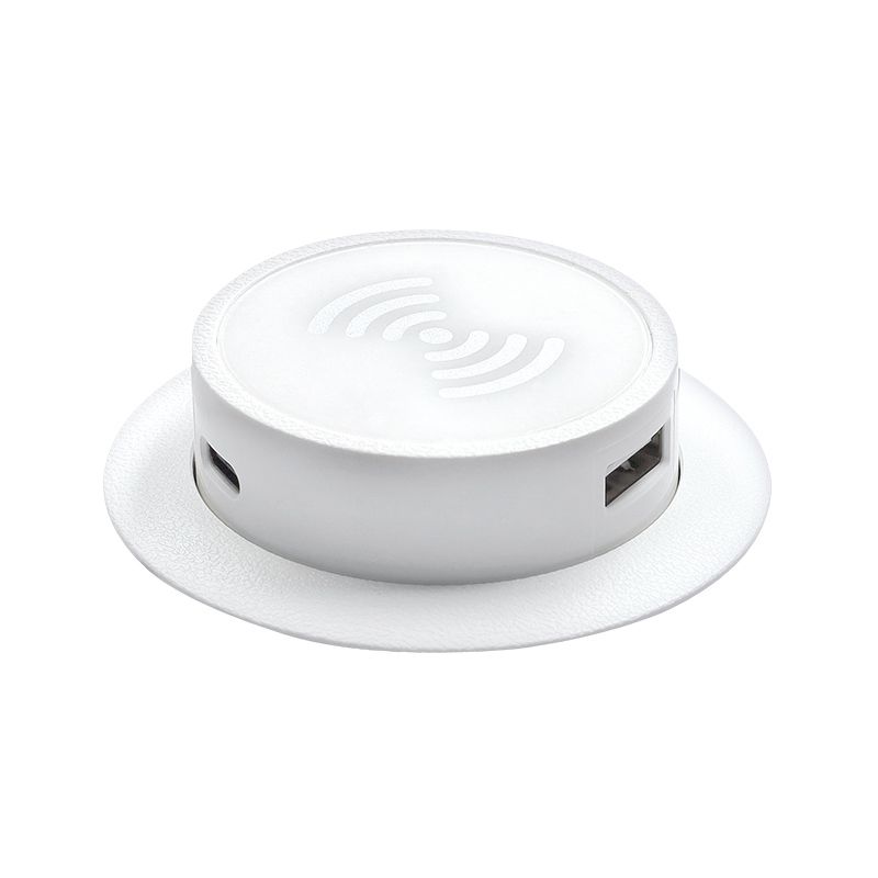Bezdrátová výsuvná nabíječka 15W + USB A+C 20W PD, barva bílá