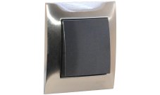 Vypínač (spínač) s jednou klapkou v kovovém nerezovém rámečku, instalace pod omítku, řazení č. 1/6/7 dle výběru, barva antracit + inox