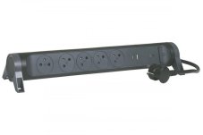 Prodlužovací přívod otočný, 5x zásuvka 230V, USB nabíječka A+C, přepěťová ochrana, vypínač, kabel 1.5m, barva tmavě šedá - černá