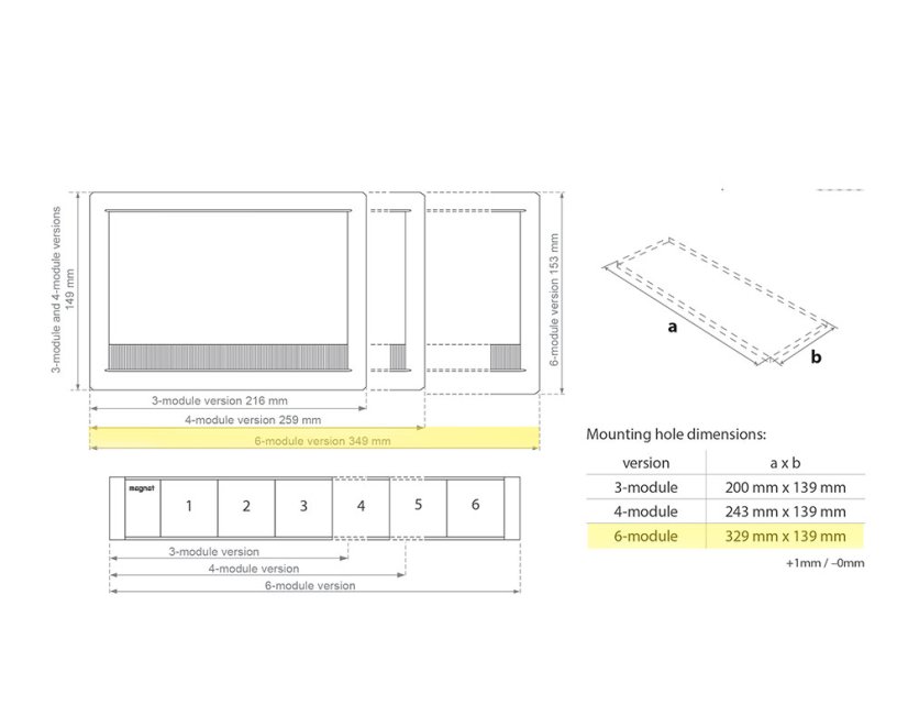 Výklopná zásuvka MAGNAT-BOX 4× 230 V + 2× USB-A a USB-C, barva černá, kabel 2m