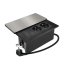 Zásuvkový blok vestavný, 2x 230V, posuvný kryt,  USB A+C 20W PD, HDMI, kabel 2 m, barva stříbrná