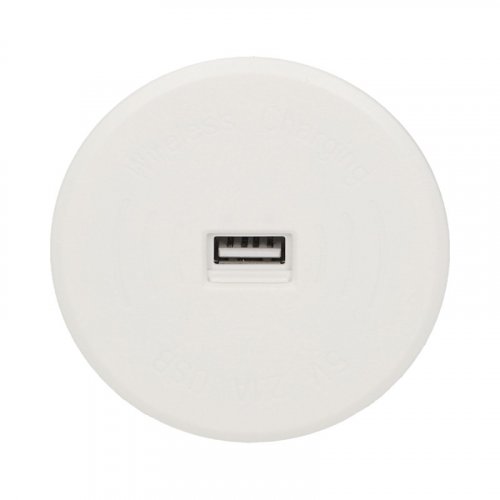 Vstavaná bezdrôtová indukčná nabíjačka s USB portom, farba biela