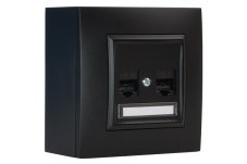 Dátová zásuvka nástenná, 2x RJ45 cat.6, bez krytiek proti prachu, farba čierna