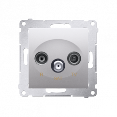 Anténní zásuvka R-TV-SAT průchozí útlum:10dB stříbrná