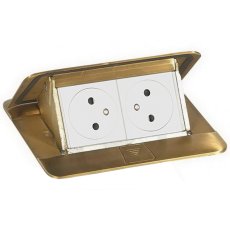 Pop-up blok, 2x zásuvka 230V, surface, broušená mosaz / bílá, kabel 2m