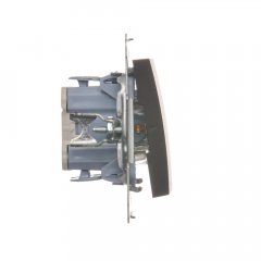 Simon Dvojpólový spínač s orientačným LED podsvietením, 2So shift (zariadenie s krytom) 10AX 250V, bez skrutiek, hnedý matný, metalizovaný