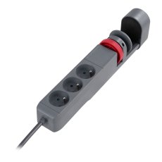 Stolní zásuvka 3x230V/16A + 2x USB-A a 1x USB-C nabíječka, vypínač,  kabel 1.5m, barva šedá