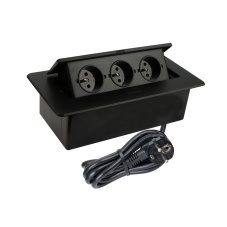 Výklopný blok zásuvek, 3x 230V / 16A, zaoblené hrany, kabel 1.5m, barva černá