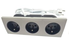 Zásuvkový blok zapuštěný v barvě kašmír, 3x zásuvka 230V, kabel 1.5m