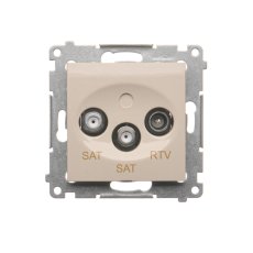 Zásuvka anténní SAT+SAT+RTV koncová (přístroj s krytem), 2x vstup: 5 MHz÷2,4 GHz, Simon 54, barva krémová