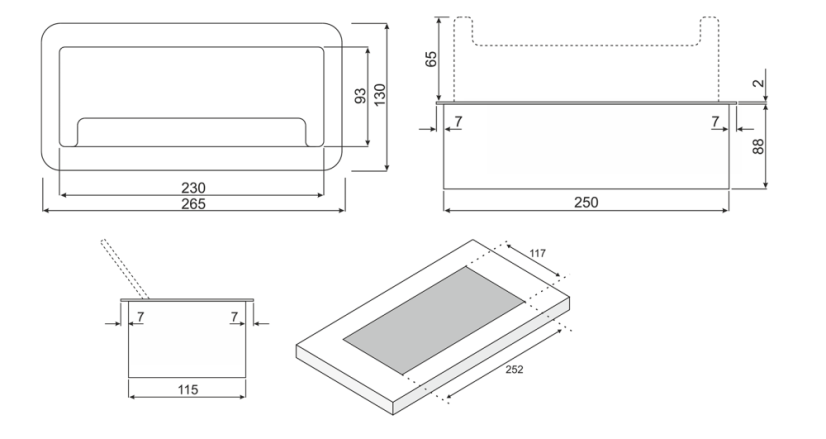 Vestavný zásuvkový blok 2× 230 V, USB-A + USB-C, 2× RJ45 cat.6a, prachový kartáč, barva černá