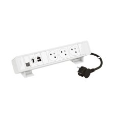 Stolní blok On Desk, 3x zásuvka 230V, 1x nabíječka USB A+C 15W, 1x port RJ45, cat.6, 1x HDMI, kabel 2m, barva bílá
