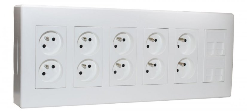 Nástenný box S500, 10x zásuvka 250V, 4x RJ45 cat.6 , farba biela