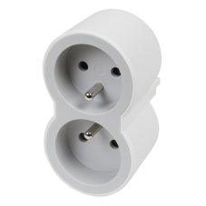 Rozdvojka 2x 2P+E, 16A, 3680W, clonky - farba svetlo šedá - biela