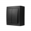Schodišťový spínač dvojitý s podsvětlením 10AX, bez piktogramu, odolný proti vlhkosti, barva černá matná