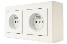 Zásuvka na zeď SONATA, 2x 250V/16A, barva bílá matná