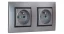 Zásuvky v rámečku pod omítku, 2x 250V/16A, šedé barvy s černým ozdobným rámem