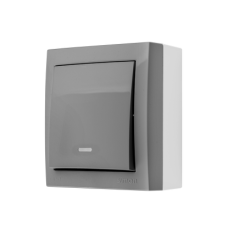 Spínač jednopólový (přístroj s krytem), IP44, s podsvětlením, řazení 1So, 10 A / 250 V~, šroubové svorky, Aquaclick, barva šedá