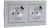 Zásuvky v rámčeku pod omietku, 2x 230V/16A + 2x USB nabíjačka, farba strieborná