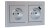 Zásuvky v rámčeku pod omietku, 2x 230V/16A + 1x USB nabíjačka, farba strieborná