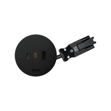 Vstavaná stolná USB A + C nabíjačka 18W, QC 3.0, priemer 60 mm, napájací kábel 2m, farba čierna matná