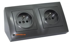 Rohová zásuvka 2x 250V, barva antracitová metalíza, bez kabelu