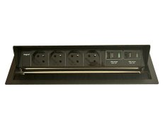 Výklopná zásuvka MAGNAT-BOX 4× 230 V + 2× USB-A a USB-C, barva černá, kabel 2m