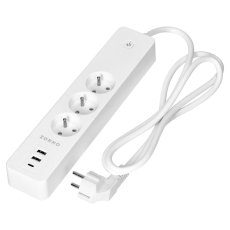 Chytrý Wi-Fi prodlužovací přívod Tuya Smart, 3× 230 V + USB, 16 A, barva bílá