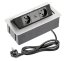 Výklopná zásuvka 2x 230V, 2x USB A+C nabíjecí 15W, barva stříbrná (hliník), kabel o délce 1.5m