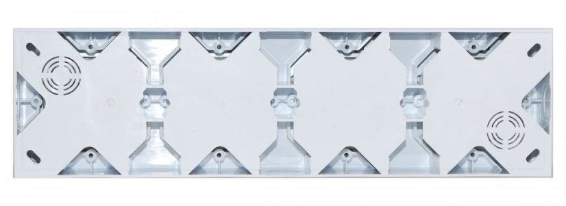 Nástěnný zásuvkový blok, 2x 250V/16A + 4x RJ45 cat.6, bílé barvy se stříbrným matným ozdobným rámem, bez kabelu