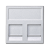 Kryt datové zásuvky K45 keystone dvojitá plochá univerzální s kryty 45×45mm hliník