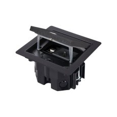 Robustní podlahová zásuvka 1x 250V/16A + 1x port RJ45 cat.6, jednoduchý zámek, krytí IP66, pro zvýšené podlahy, barva černá matná