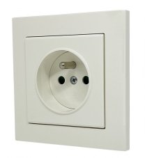 Zásuvky v rámečku pod omítku, 1x 230V/16A, barva krémová