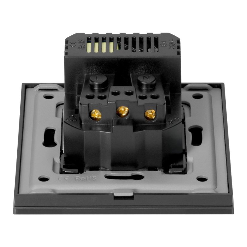 Zásuvka 1x 230V s USB-A + USB-C nabíječkou, PD 20W, rámeček sklo, pod omítku, barva černá