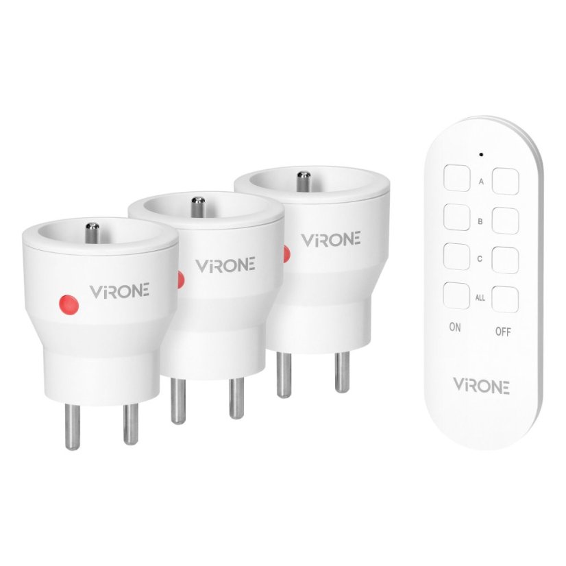 Bezdrôtová zásuvka MINI s diaľkovým ovládaním, 3+1, 2300W, farba biela