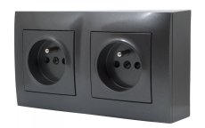 Zásuvkový blok nástenný 2x 250V / 16A, clonky, farba antracit