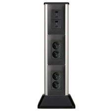 Hliníkový stĺpik MINI, 4x zásuvka 250V, 2x USB A+C nabíjačka, pre montáž na podlahu