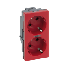 Dvojzásuvka SIMON 500 SCHUKO se signalizací napětí 16A 250V bezšroubové/svorky nožové 100×50mm červený