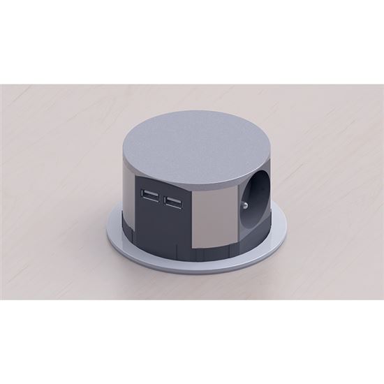 Výsuvný zásuvkový blok, 3x 230V, 2x nabíjacie USB, farba strieborná, kábel 1.5m