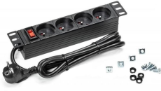Napájecí lišta do racku NEKU 22.5092 10" panel 1U, 4 zásuvky, vypínač, 1,8m