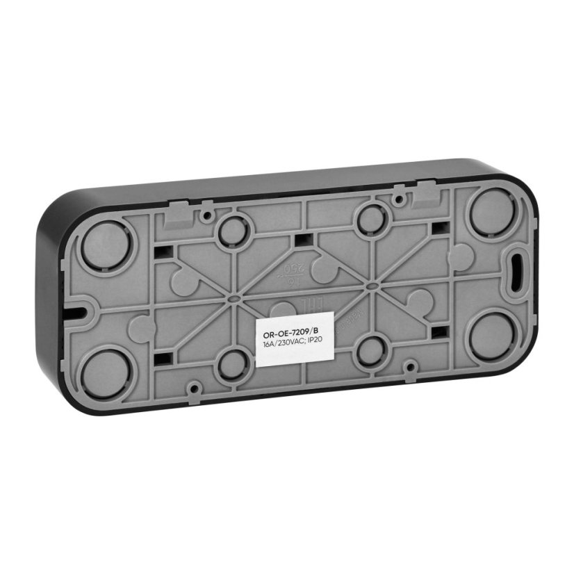 Trojnásobná zásuvka 3x 230V, 2P+E , nástěnná, krytí IP20, ToDo, barva černá