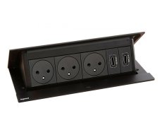 Pop-up blok INCARA 3x zásuvka 250V surface, 2x HDMI + montážní rám, barva černá, kabel 2m