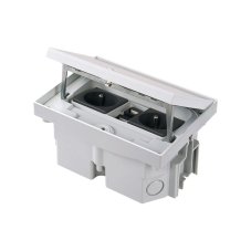 Robustná podlahová zásuvka 2x 250V/16A + 2x RJ45 cat.6, jednoduchý zámok, krytie IP66, pre liate podlahy, farba sivá matná