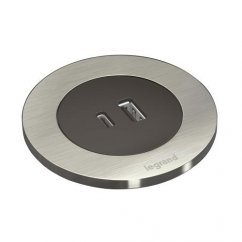 Zapuštěná nabíječka INCARA Disq 60, 1x USB-A + 1x USB-C, kabel 2m, barva černá, kovový kroužek