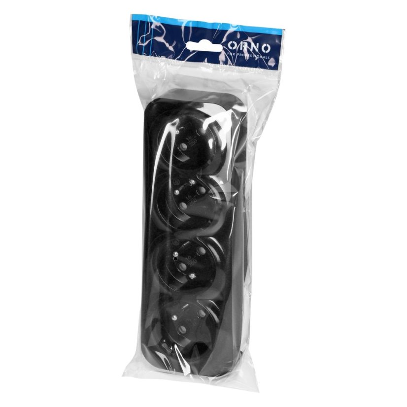 Čtyřnásobná zásuvka 4x 230V, 2P+E , nástěnná, krytí IP20, ToDo, barva černá