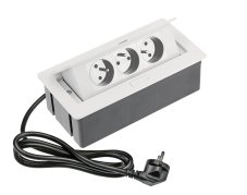 Výklopná zásuvka, 3x 250V, farba biela