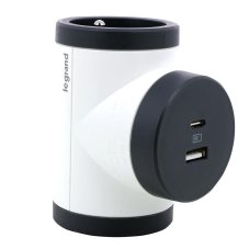 Rozbočka otočná o 180°, 2x 230V + nabíjecí USB-C, USB-A (5V -3.0A, 15.0W), barva bílá - tmavě šedá