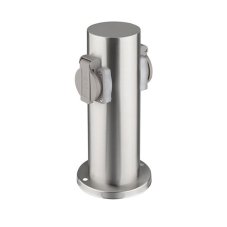 Záhradný stĺpik válcovitý, 2x zásuvka 230V, 3680W, nerezová oceľ, IP44, farba strieborna